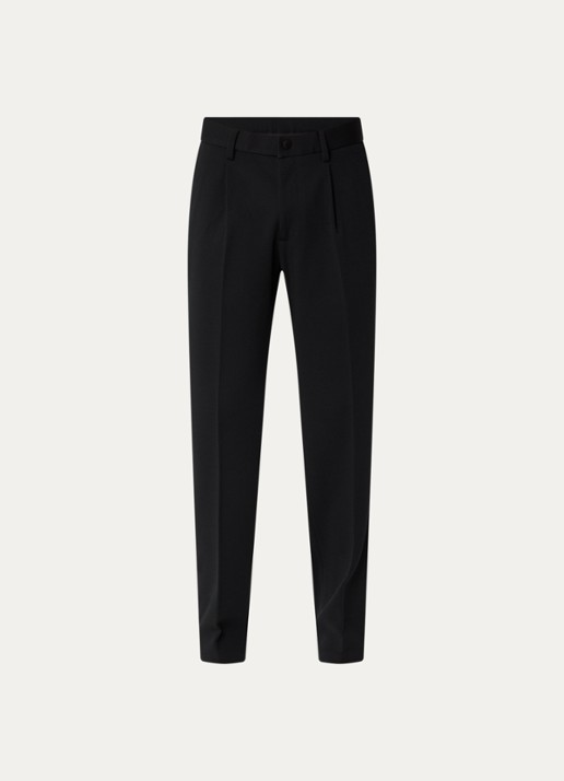 Boggi Milano Slim fit pantalon in wolblend met steekzakken - voorkant 4 zwart