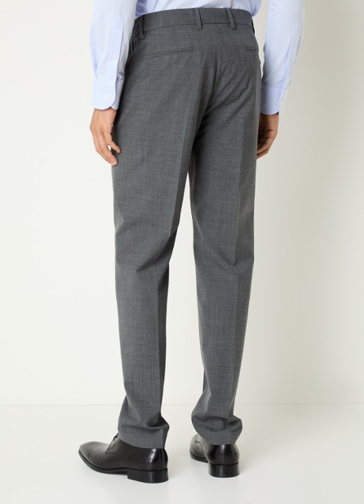 Boggi Milano Slim fit pantalon in wolblend met steekzakken - achterkant donkergrijs