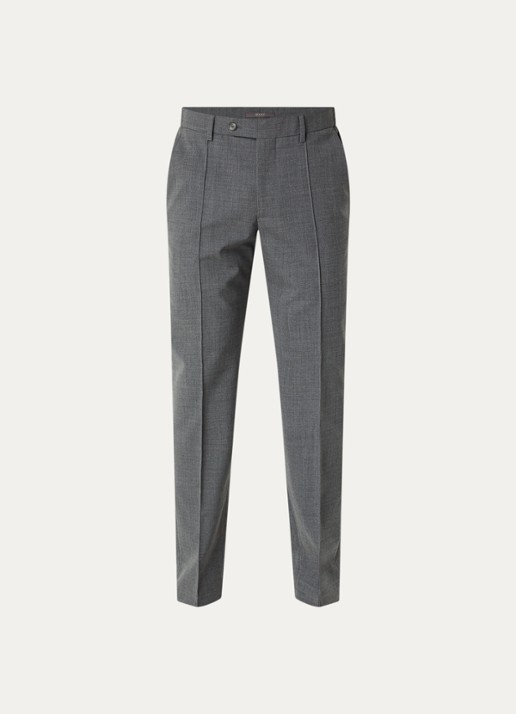 Boggi Milano Slim fit pantalon in wolblend met steekzakken - voorkant 2 donkergrijs