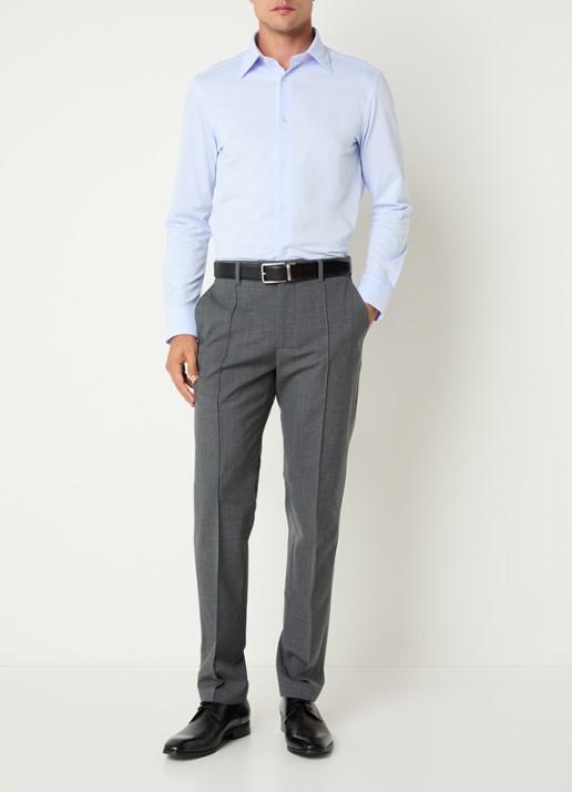 Boggi Milano Slim fit pantalon in wolblend met steekzakken - voorkant 3 donkergrijs