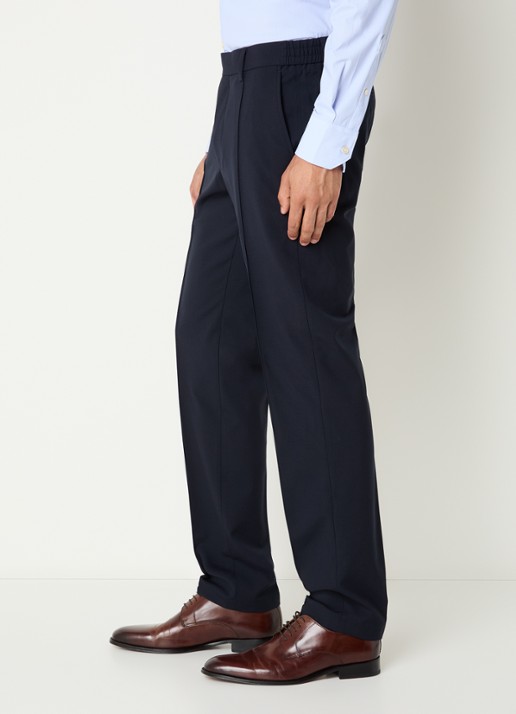 Boggi Milano Slim fit pantalon in wolblend met steekzakken - detail 3 donkerblauw