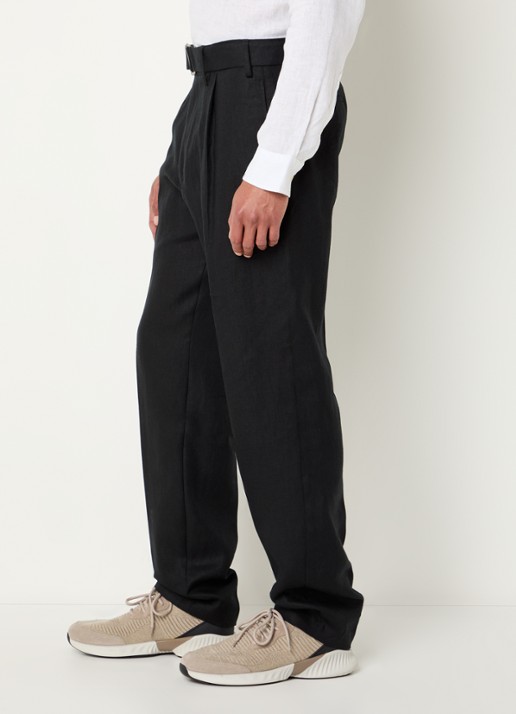 Boggi Milano Slim fit pantalon met ceintuur - detail 3 zwart
