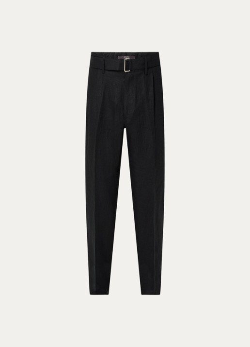 Boggi Milano Slim fit pantalon met ceintuur - voorkant 4 zwart