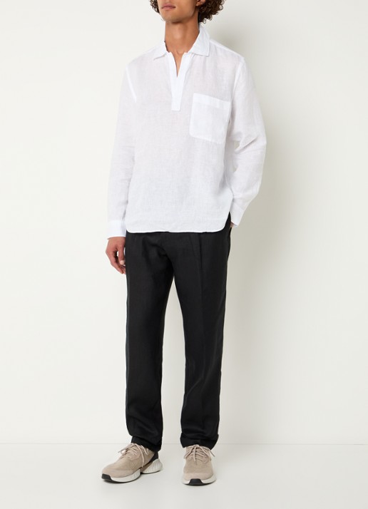 Boggi Milano Slim fit pantalon met ceintuur - voorkant 5 zwart