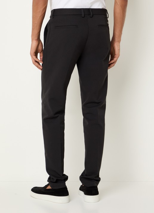 Boggi Milano Slim fit pantalon met persplooi en steekzakken - achterkant 3 zwart