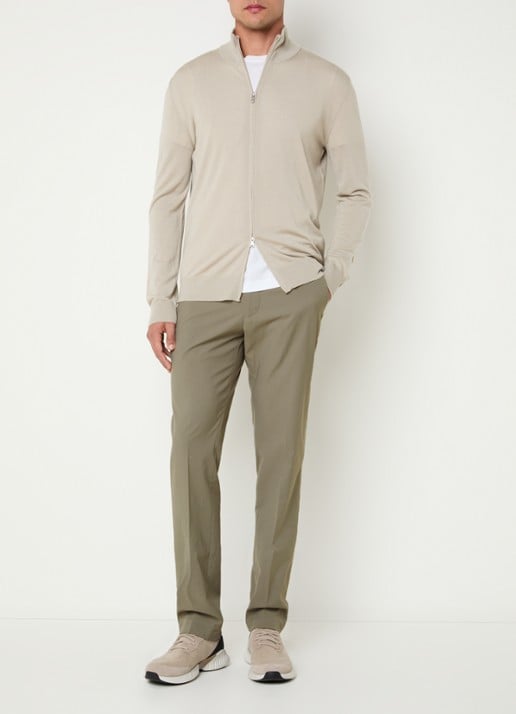 Boggi Milano Slim fit pantalon met steekzakken - voorkant 5 olijfgroen