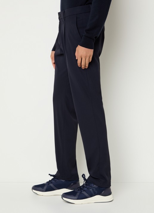 Boggi Milano Slim fit pantalon met steekzakken - detail 4 donkerblauw