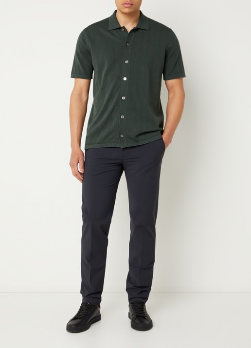 Boggi Milano Slim fit pantalon met structuur en steekzakken - voorkant 5 donkerblauw
