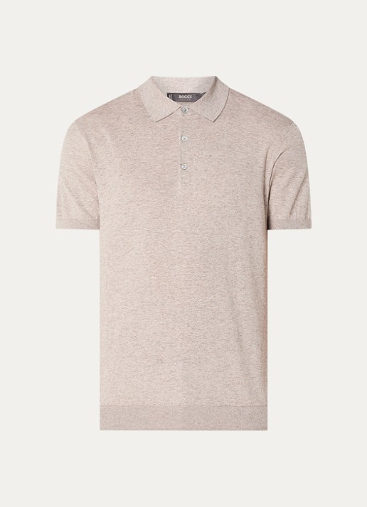 Boggi Milano Slim fit polo in linnenblend - voorkant beige