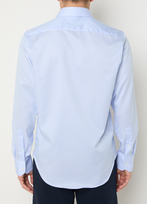 Boggi Milano Slim fit strijkvrij overhemd met streepprint - achterkant 5 lichtblauw