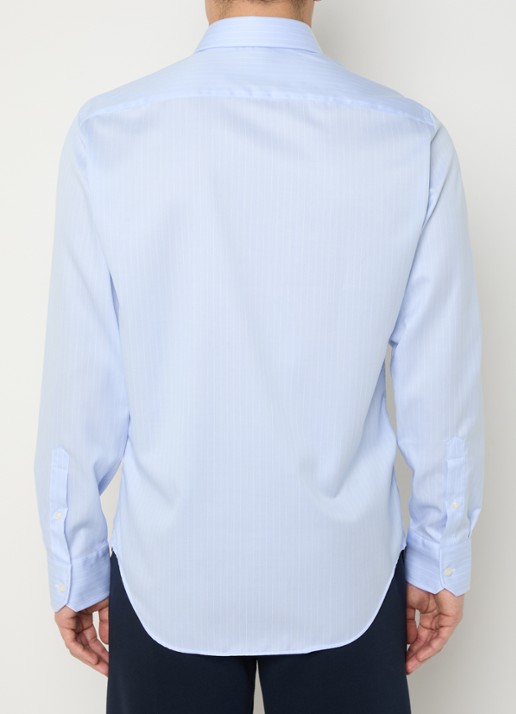 Boggi Milano Slim fit strijkvrij overhemd met streepprint - achterkant lichtblauw
