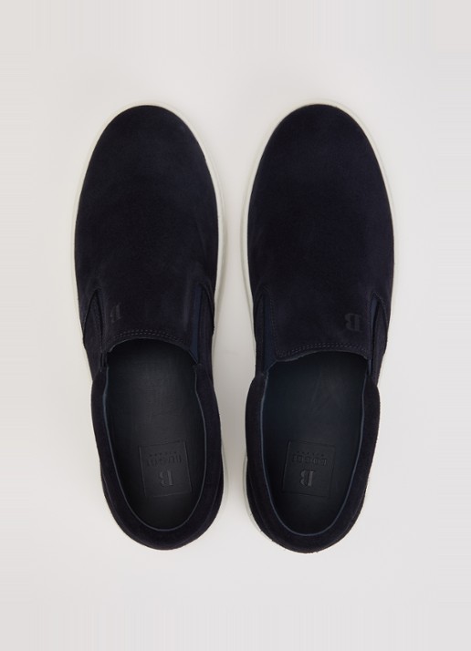 Boggi Milano Slip-on van suède - detail 3 donkerblauw