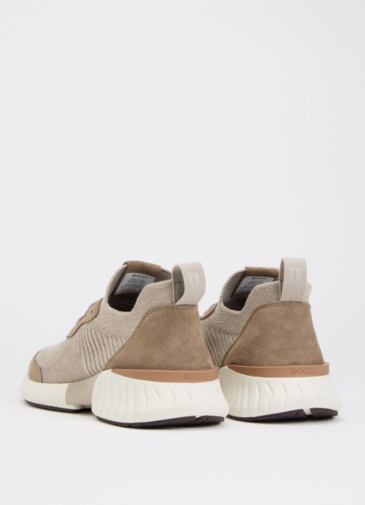 Boggi Milano Sneaker in wolblend met suède details - achterkant 5 beige