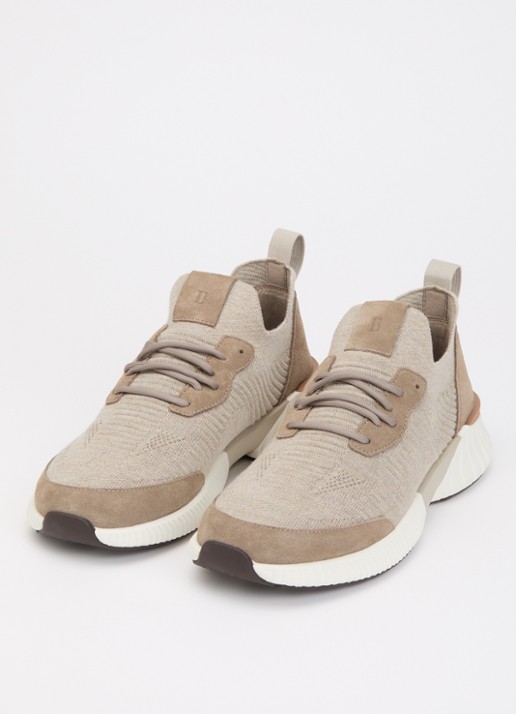 Boggi Milano Sneaker in wolblend met suède details - detail beige