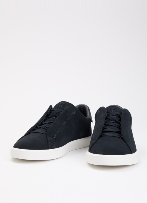Boggi Milano Sneaker van suède - detail 2 donkerblauw