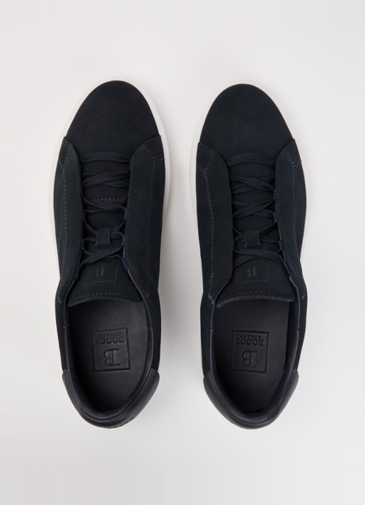 Boggi Milano Sneaker van suède - detail 3 donkerblauw