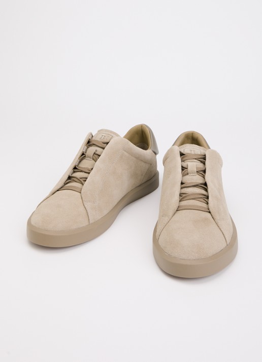 Boggi Milano Sneaker van suède - detail beige