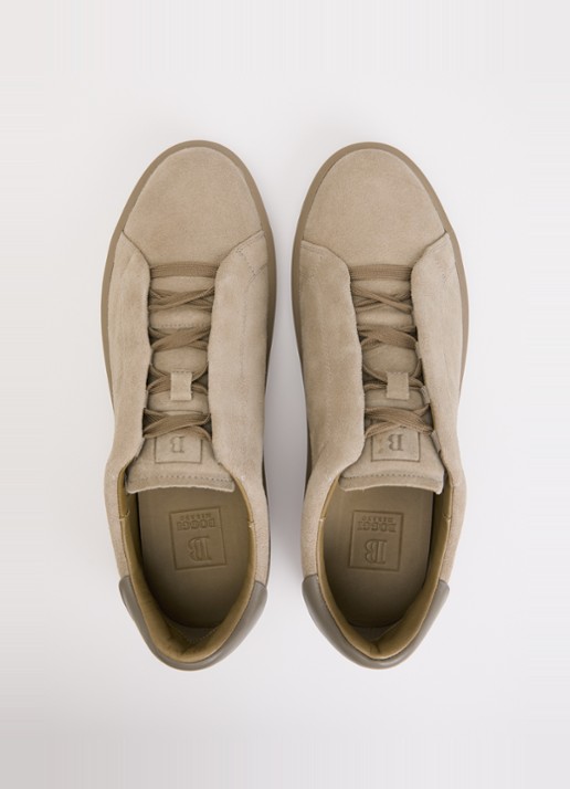 Boggi Milano Sneaker van suède - detail 2 beige