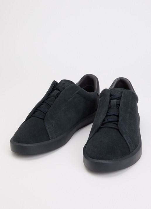 Boggi Milano Sneaker van suède - detail donkerblauw