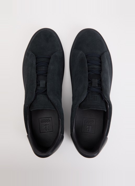 Boggi Milano Sneaker van suède - detail 2 donkerblauw