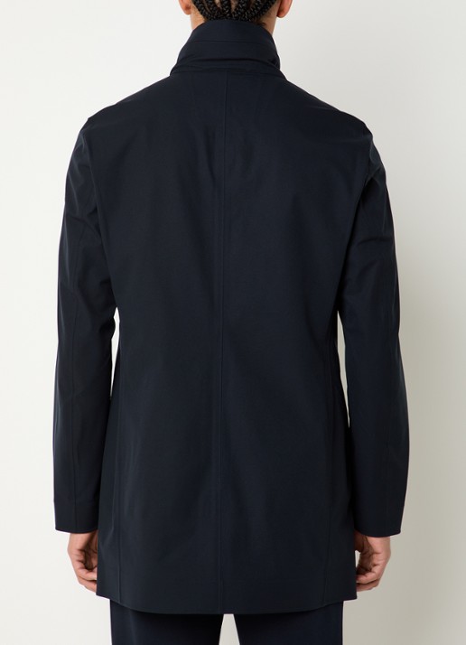Boggi Milano Softshell jack met opbergbare capuchon en steekzakken - achterkant donkerblauw