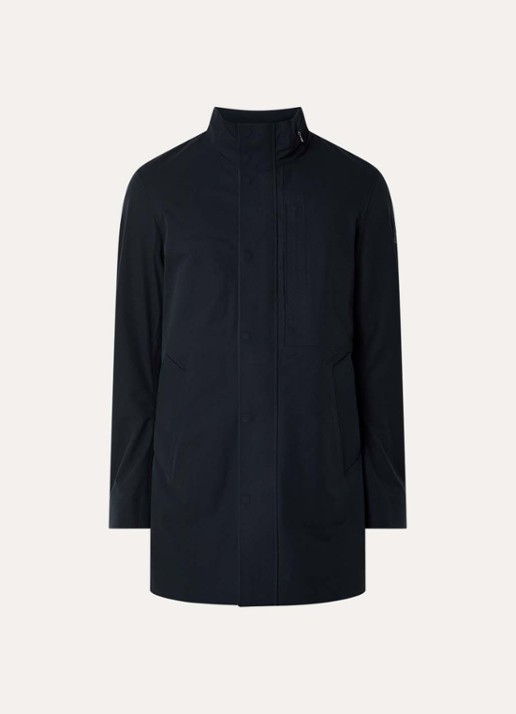 Boggi Milano Softshell jack met opbergbare capuchon en steekzakken - voorkant 2 donkerblauw