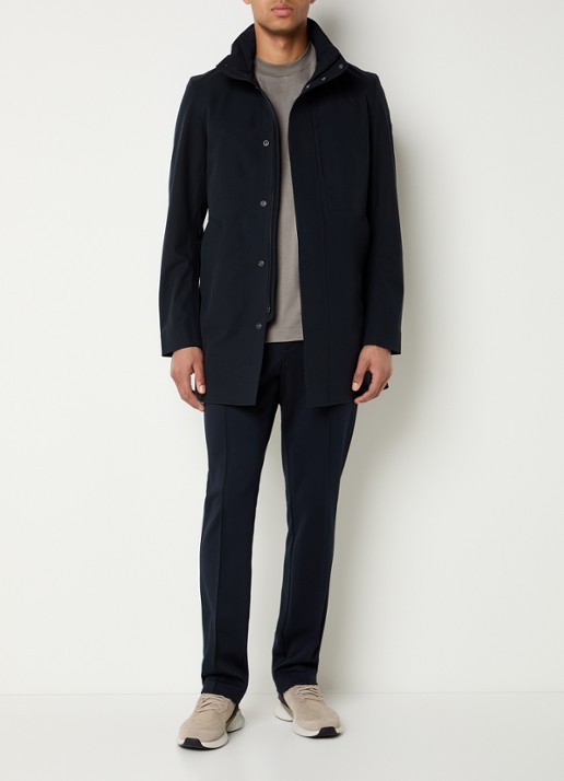 Boggi Milano Softshell jack met opbergbare capuchon en steekzakken - voorkant 3 donkerblauw