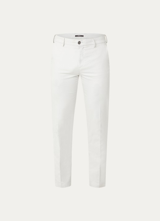 Boggi Milano Straight fit chino met steekzakken - voorkant 2 gebroken wit