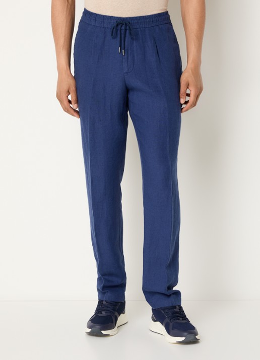 Boggi Milano Straight fit chino van linnen met steekzakken