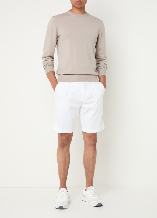 Boggi Milano Straight fit korte broek  met steekzakken - voorkant 2 wit