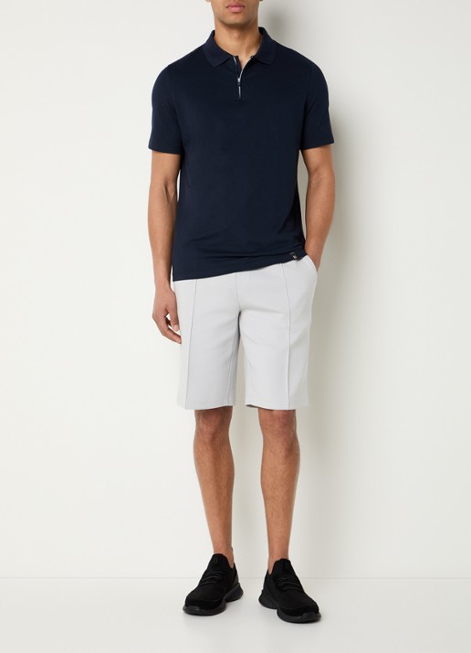 Boggi Milano Straight fit korte broek met steekzakken - voorkant 3 lichtgrijs