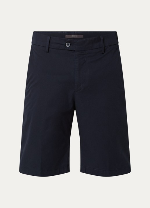 Boggi Milano Straight fit korte chino met steekzakken - voorkant donkerblauw