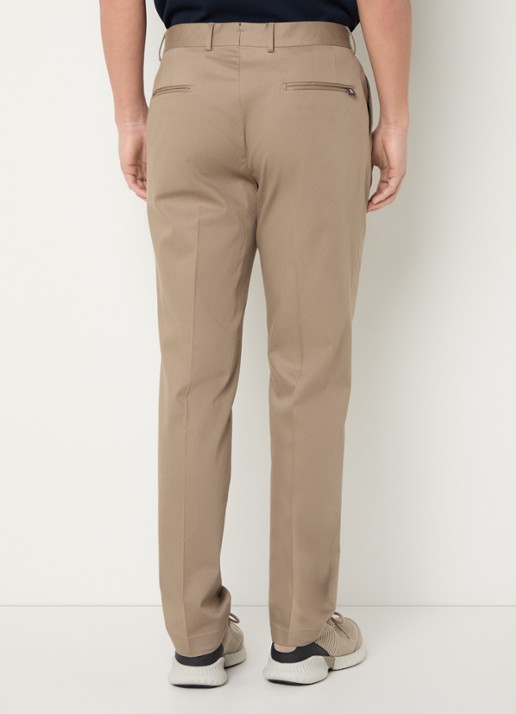 Boggi Milano Straight fit pantalon met persplooi en steekzakken - achterkant 3 bruin