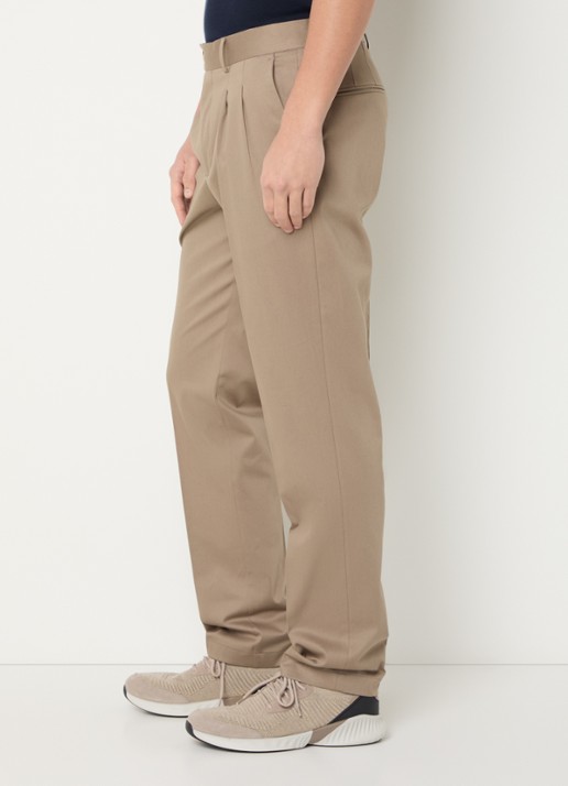 Boggi Milano Straight fit pantalon met persplooi en steekzakken - detail 5 bruin