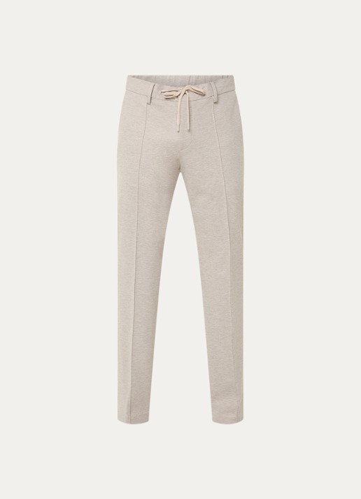 Boggi Milano Straight fit pantalon met trekkoord en steekzakken - voorkant 2 creme
