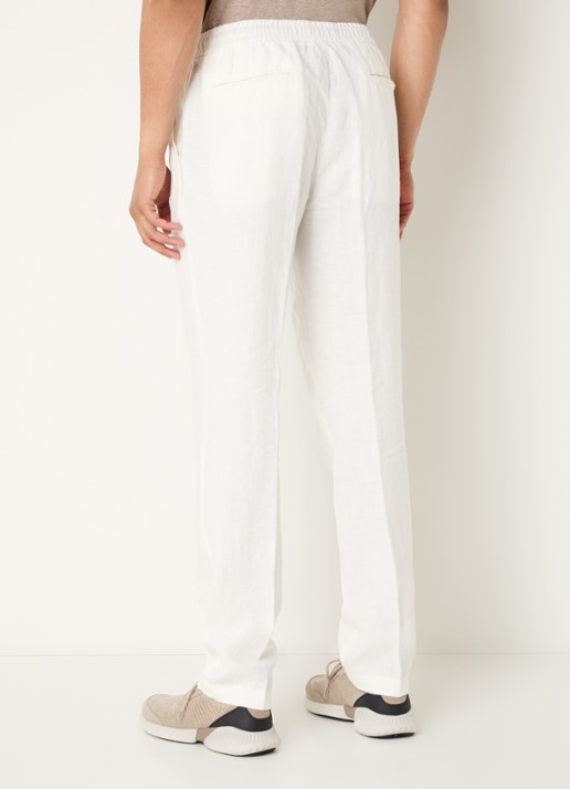 Boggi Milano Straight fit pantalon van linnen met steekzakken - achterkant 3 gebroken wit
