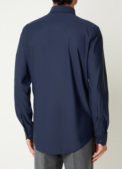 Boggi Milano Strijkvrij regular fit overhemd met stretch - achterkant 2 donkerblauw