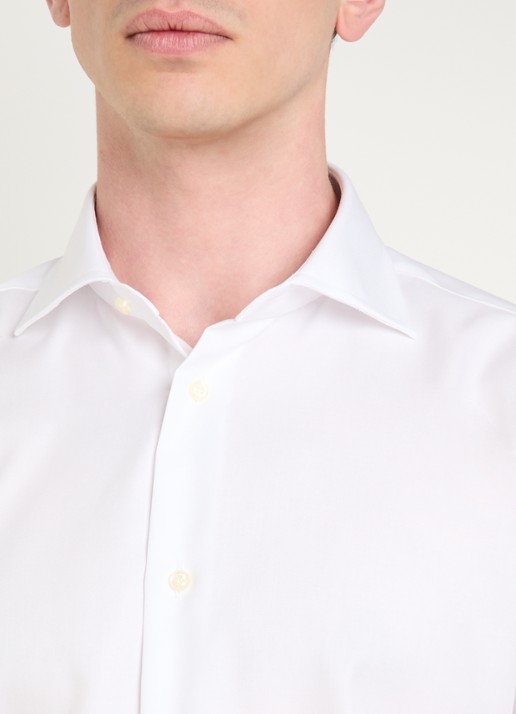 Boggi Milano Strijkvrij slim fit overhemd met widespread kraag - detail 2 wit