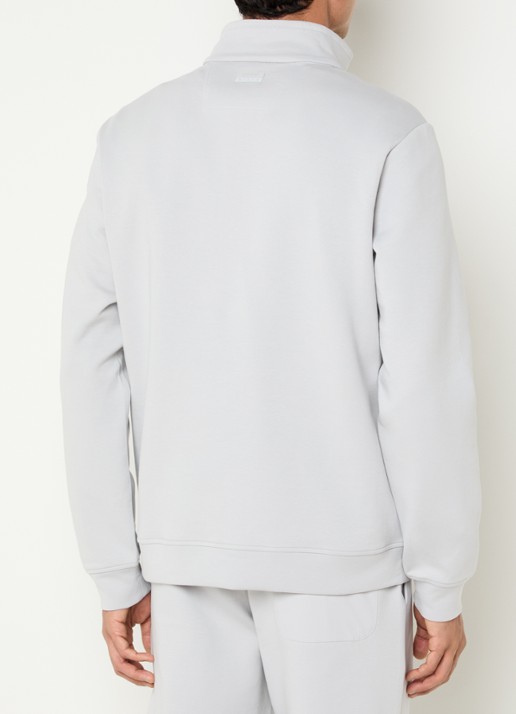 Boggi Milano Sweater met halve rits - achterkant 3 lichtgrijs