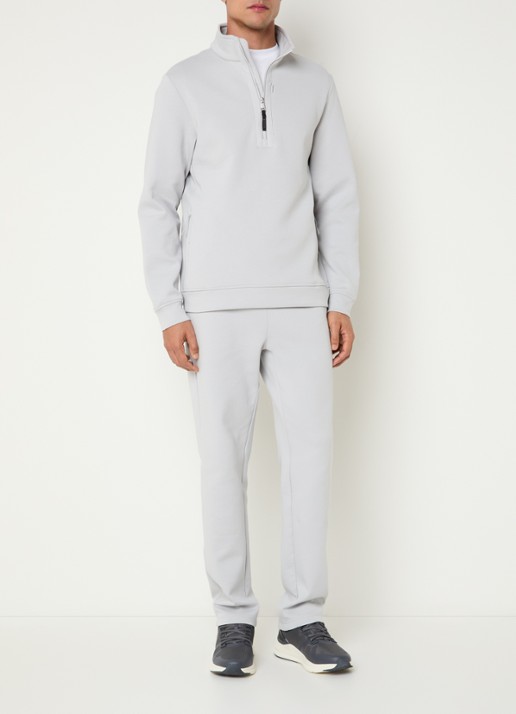 Boggi Milano Sweater met halve rits - voorkant 2 lichtgrijs