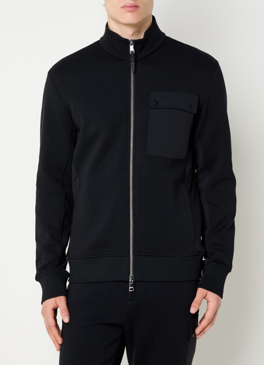 Boggi Milano Sweatvest met borstzak - detail zwart