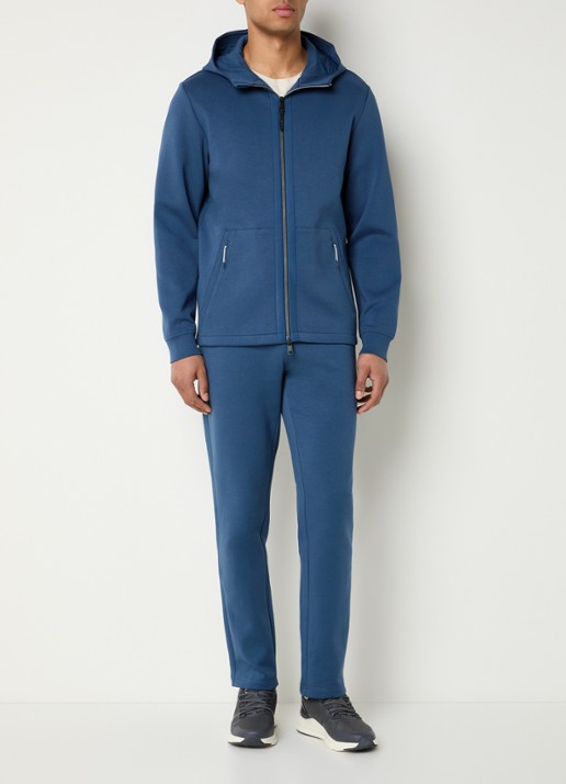 Boggi Milano Sweatvest met ritszakken - voorkant 3 staalblauw