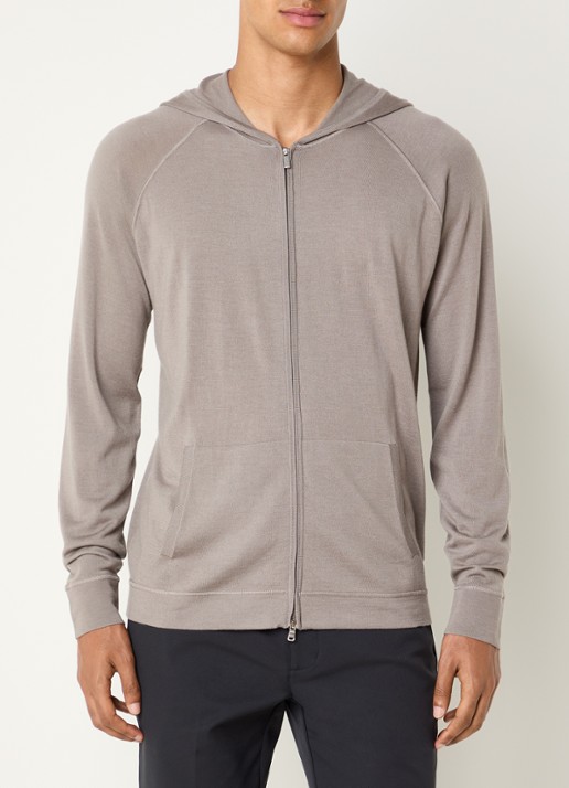 Boggi Milano Sweatvest met steekzakken - detail 3 donkerbeige