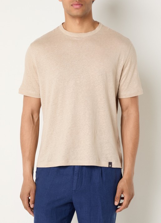 Boggi Milano T-shirt in linnenblend met ronde hals