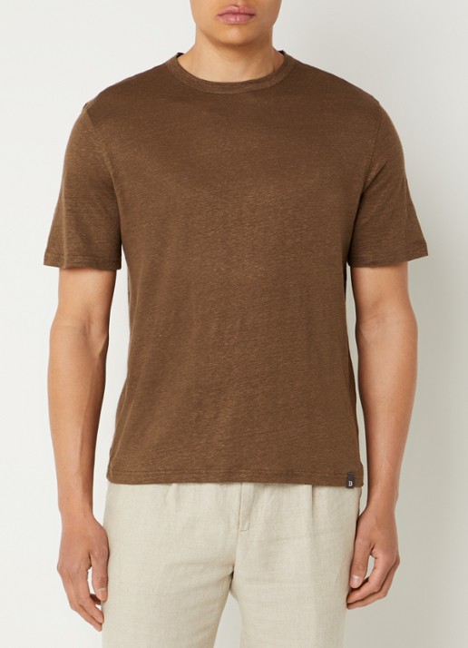 Boggi Milano T-shirt in linnenblend met ronde hals