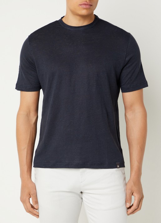 Boggi Milano T-shirt in linnenblend met ronde hals