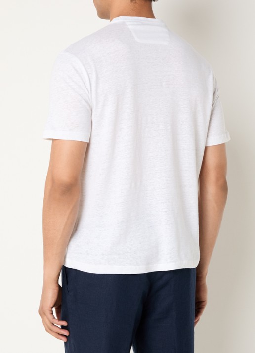Boggi Milano T-shirt in linnenblend met ronde hals - achterkant wit