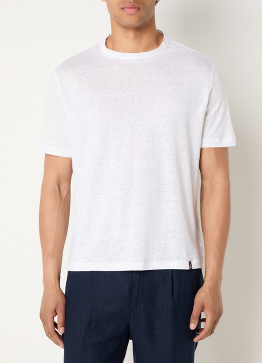 Boggi Milano T-shirt in linnenblend met ronde hals