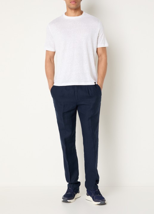 Boggi Milano T-shirt in linnenblend met ronde hals - voorkant 4 wit