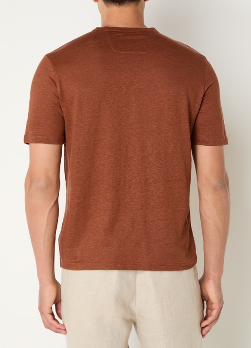 Boggi Milano T-shirt in linnenblend - achterkant 3 oranjebruin